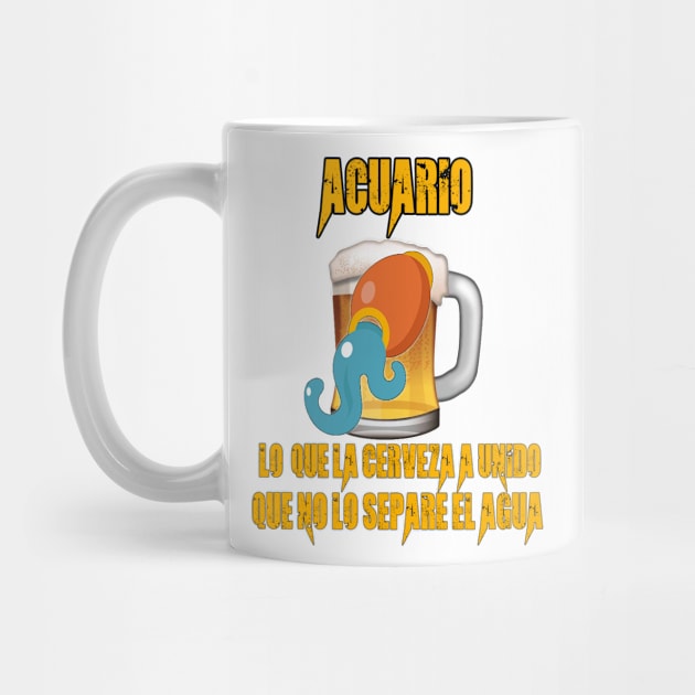 Fun design for lovers of beer and good liquor. Aquarius sign by Cervezas del Zodiaco